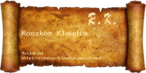 Roszkos Klaudia névjegykártya